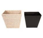 Tava Handwoven Rattan Tapered Waste Basket with Metal Insert - Image 5