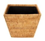 Tava Handwoven Rattan Tapered Waste Basket with Metal Insert - Image 3